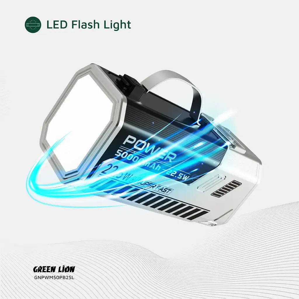 Green Lion 50000mAh Power Bank 22.5W, Silver