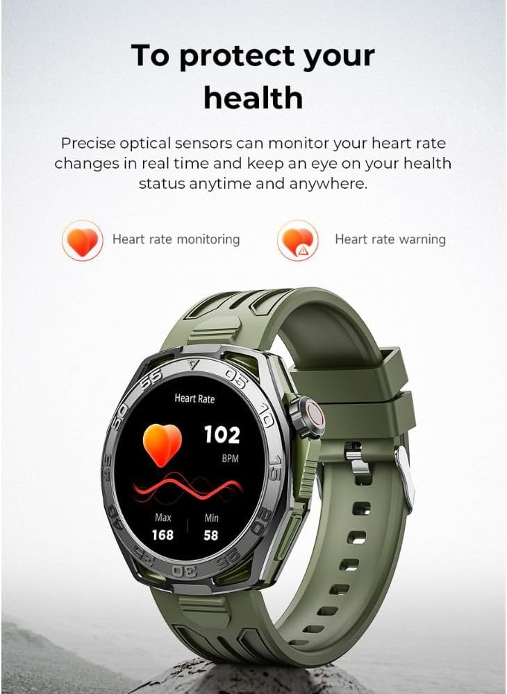 Telux Vital Smartwatch, 1.43″ AMOLED Display, 410mAh Battery, IP68 Waterproof, Green