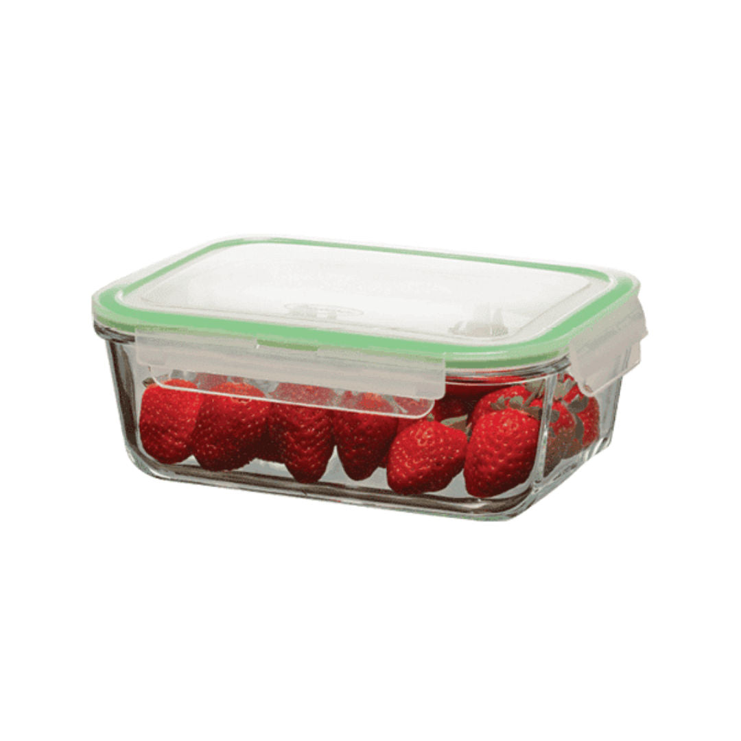 Pasabahce Borcam Food Container Tempered Locked Green Silicon, 1800cc