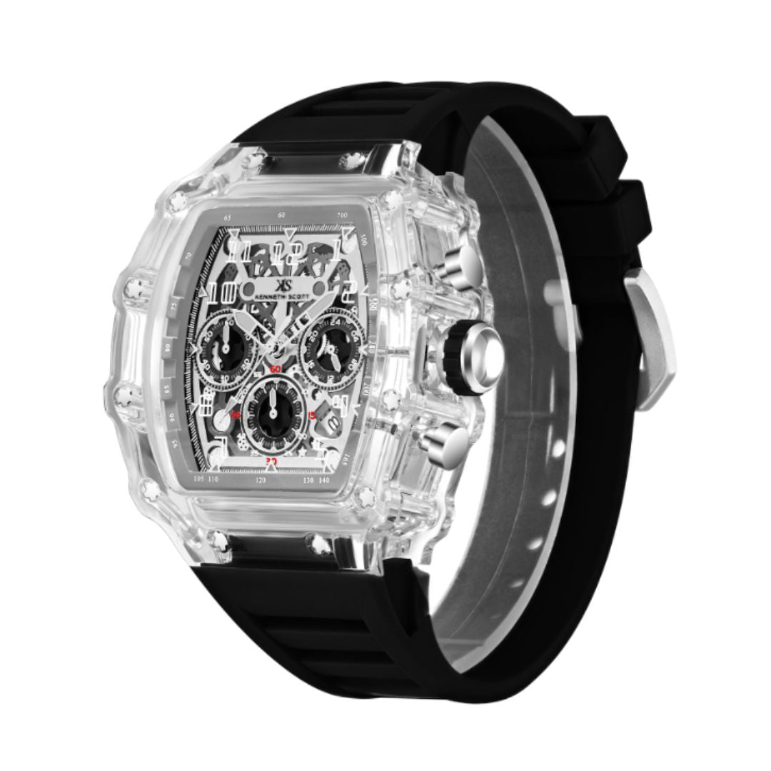 Kenneth Scott Men’s Multi-Function Watch, Clear Dial K25103-ZSBI