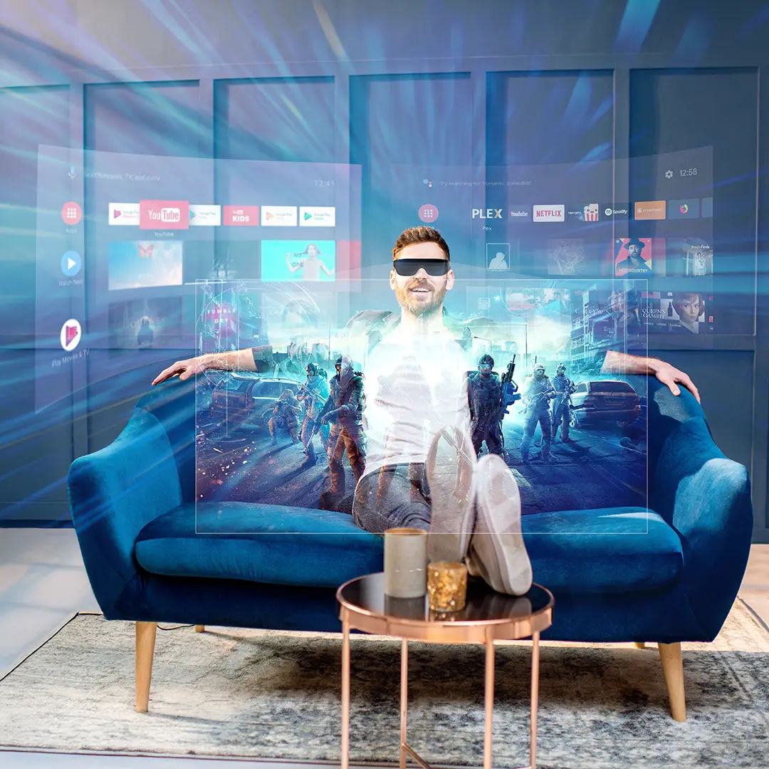 Powerology 2/3D Ultra AR Movie Glass 1080P 120", Blue