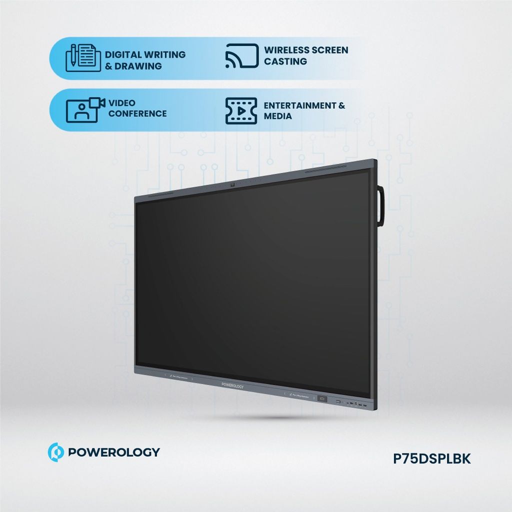 Powerology Dual Windows & Android Interactive Smartboard, 75", Black