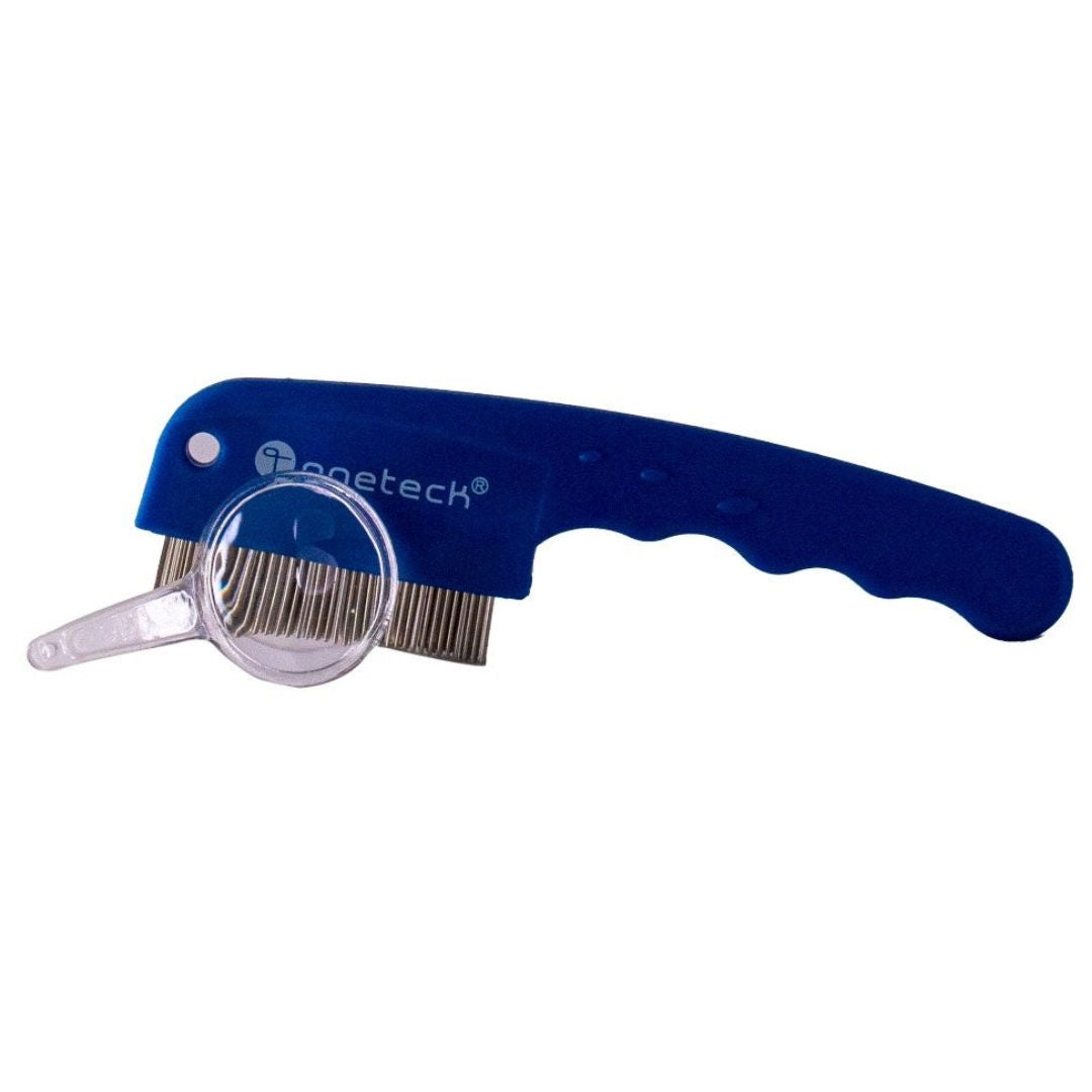 مشط Onetech المكون من 3 صفوف أسنان لمكافحة القمل، أزرق