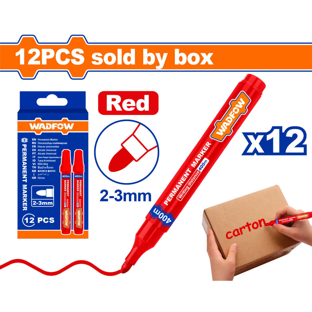 WADFOW Permanent Markers, 12-Pieces, 2-3mm