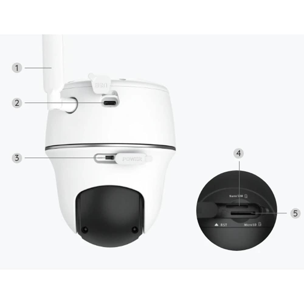 Reolink Go PT Plus 2K+ 5MP Wire-Free 4G LTE PT Battery Camera, Color Night Vision, B4GPT2K03