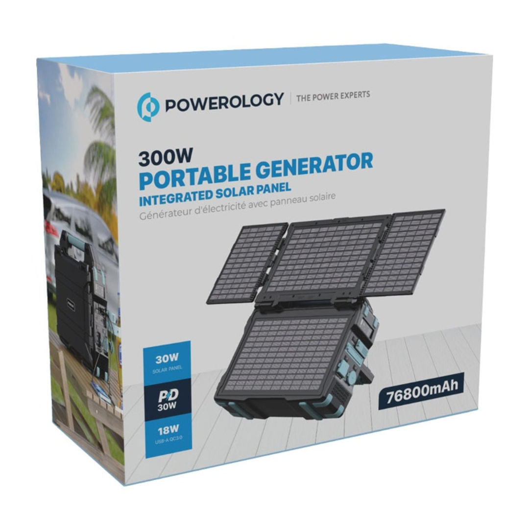 Powerology Portable Solar Power Generator 284Wh 300W QC, Black