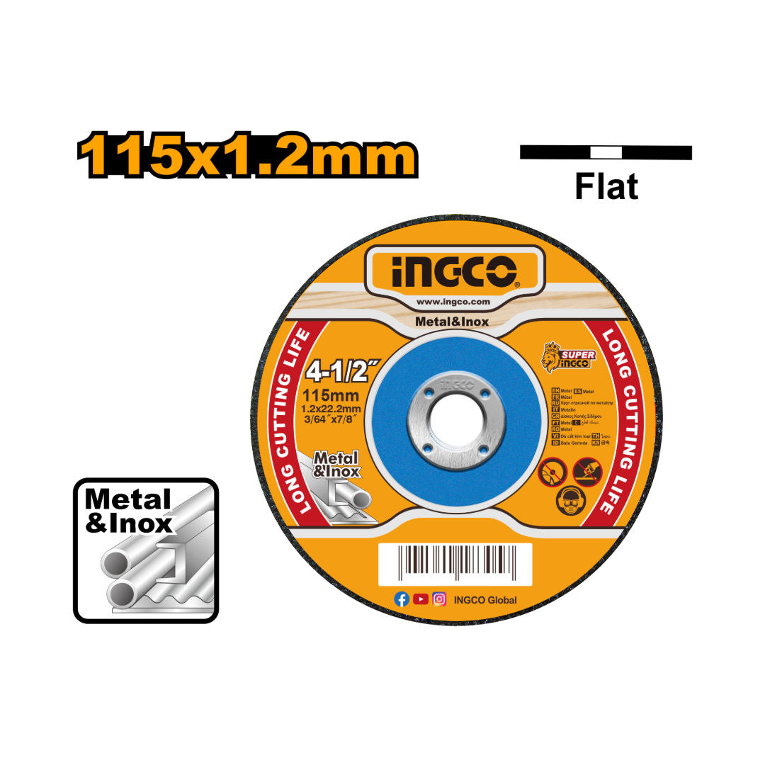 INGCO Abrasive Metal Cutting Disc, 115X1.2X22.2mm