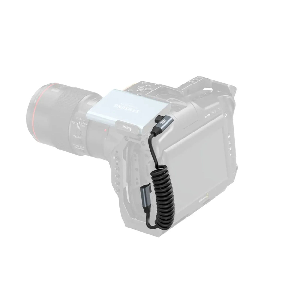 SmallRig Straight to Right-Angle USB-C to USB-C Coiled Data Cable, Flexible Stretch, 4792