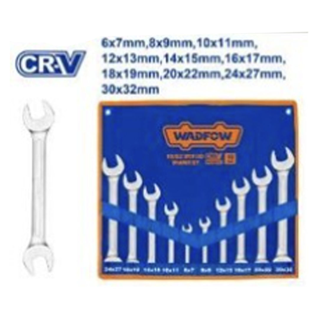 WADFOW 10 Pieces Double Open End Spanner Set, (6–32 mm)