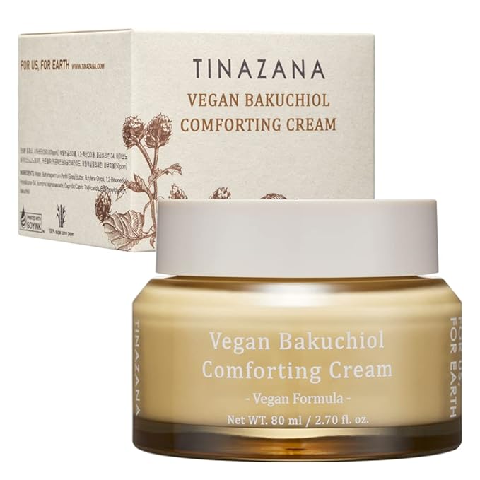 Tinazana Vegan Bakuchiol Comforting Cream, Soothing & Hydrating Retinol-Alike Moisturizer, 80ml