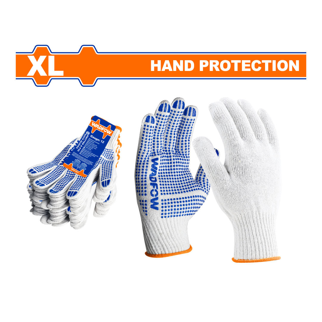 WADFOW Knitted & PVC Dots Gloves, XL