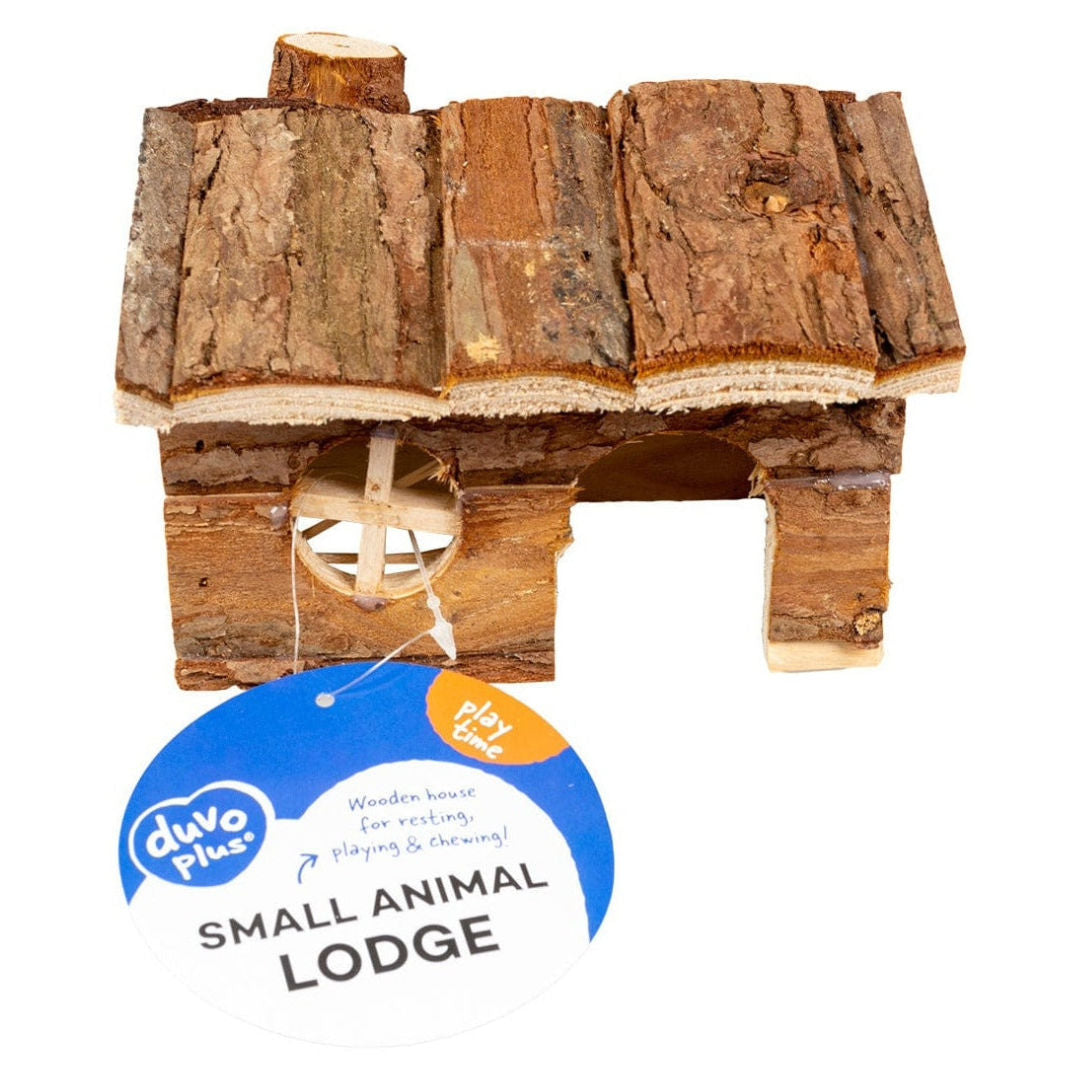 Duvo+ Small Animal Wooden Lodge Bark, 15x11x12Cm