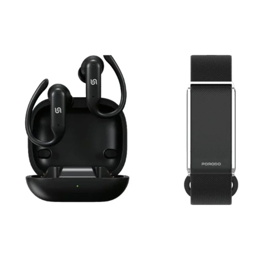Porodo Activex Smart Fitness Band & Earbuds, Black