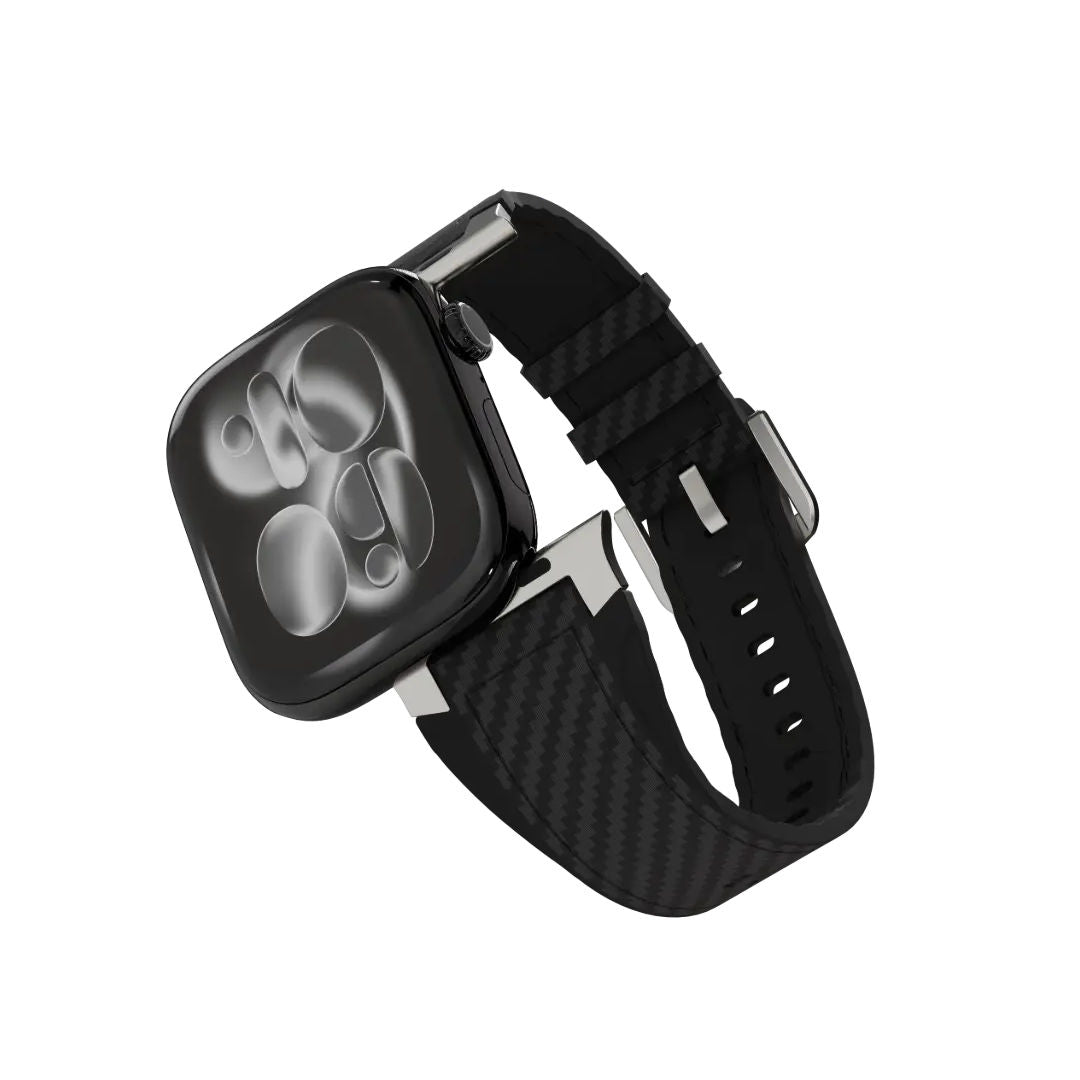 Levelo Toray Silicone & Leather Watch Strap, Black