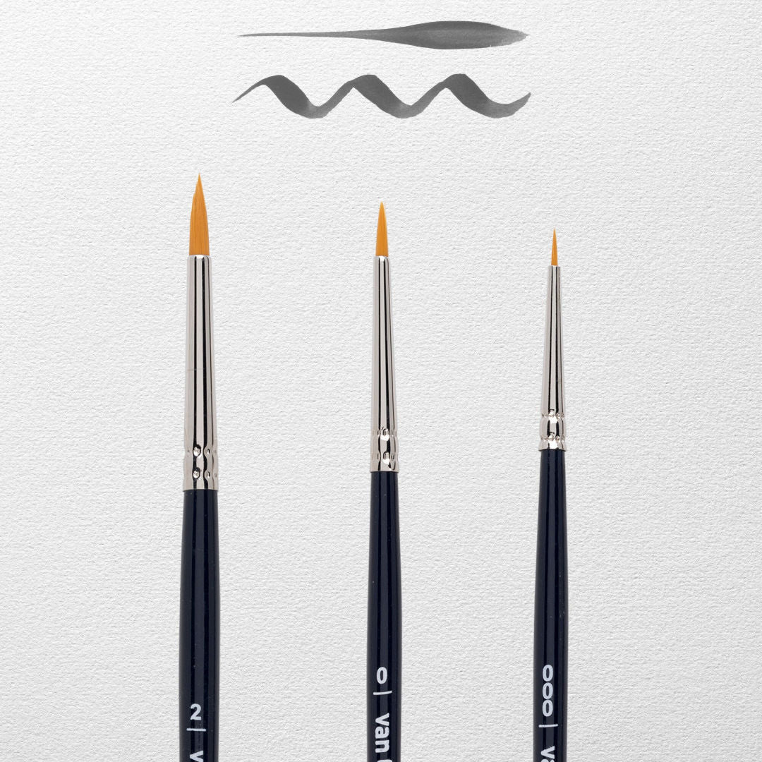 Van Gogh Round Watercolour Painting Brush, 3 Pieces