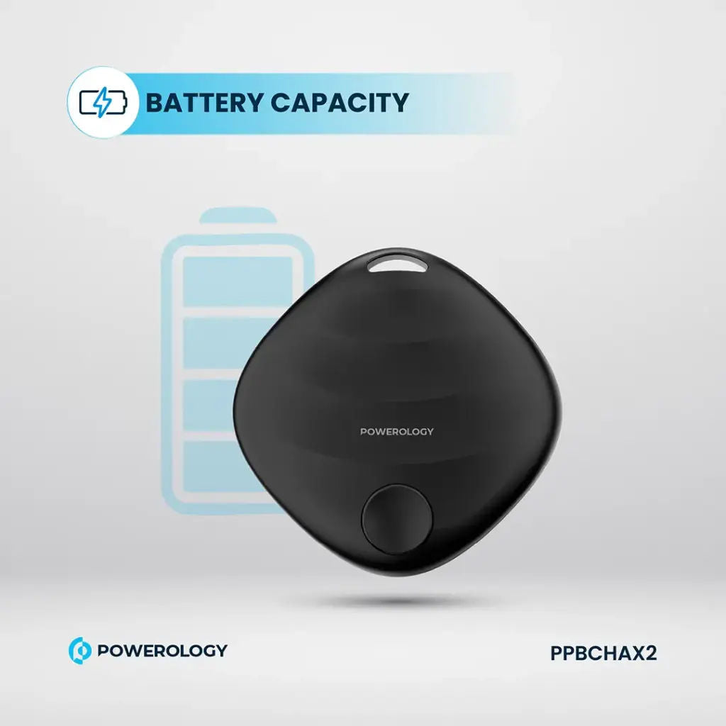 Powerology Smart Tag, Bluetooth V5.3, Apple Find My, Black