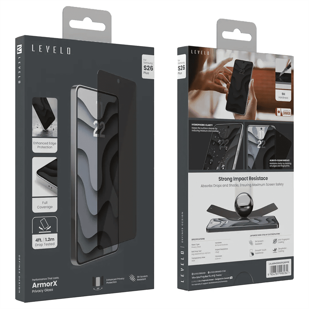 Levelo ArmorX 9H HD Screen Protector For Samsung S26 Series, Privacy