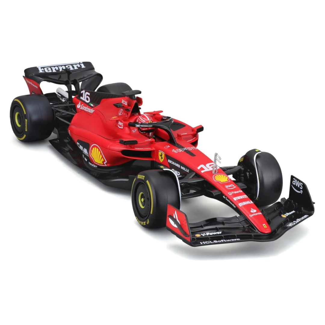 Bburago Formula 1, Racing 2023, Ferrari SF-23 #16, Charles Leclerc, Die-Cast Car, Red, 1:18
