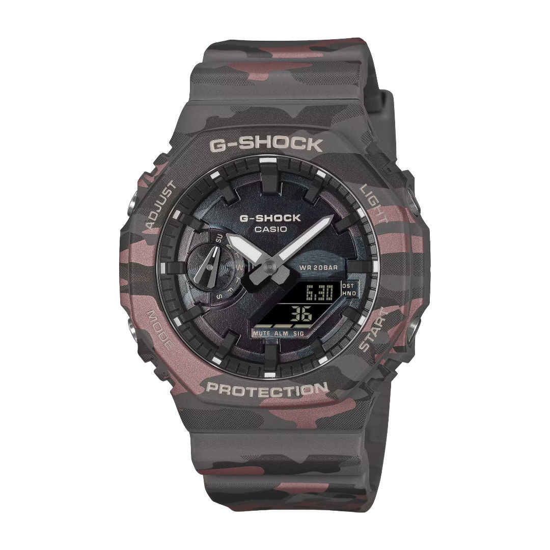 Casio G-SHOCK Analog-Digital 2100 Series GA-2100CMD-8ADR, Camouflage Dial Bio-Based Resin Shock Resistant Watch