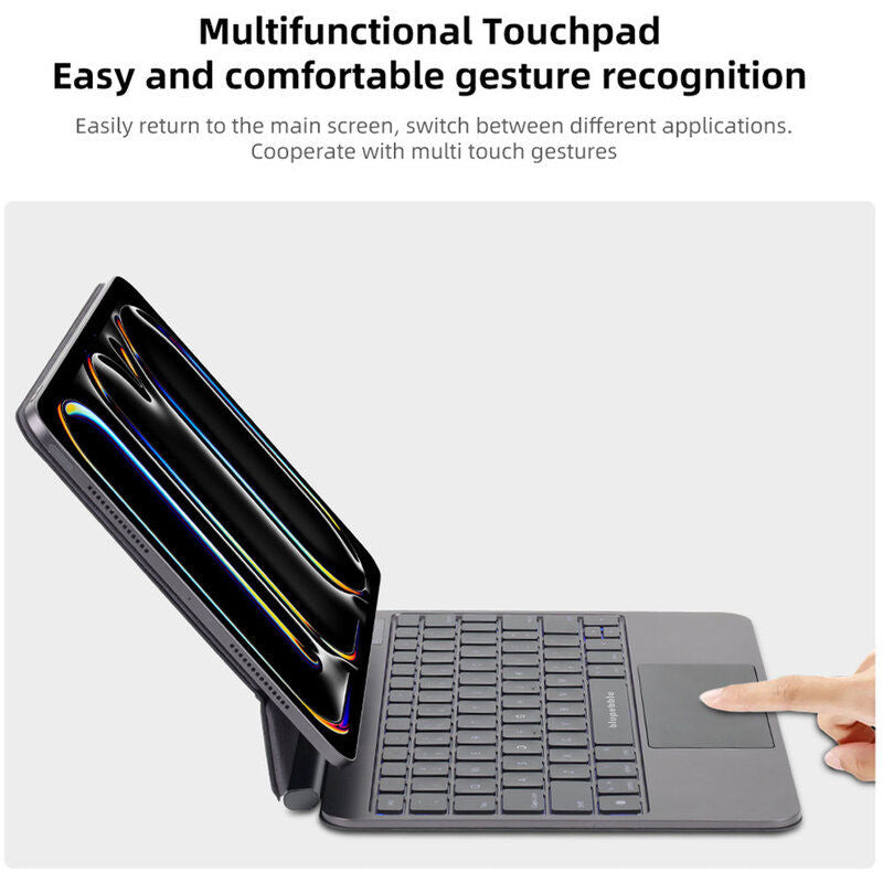 Blupebble iPad 10.9 / 11-Inch 2025 Magic Folio Keyboard with Trackpad, Black