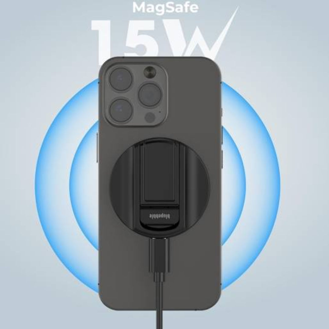 Blupebble Lucid MagGrip MagSafe Wireless Charger with Built-In Stand-Black