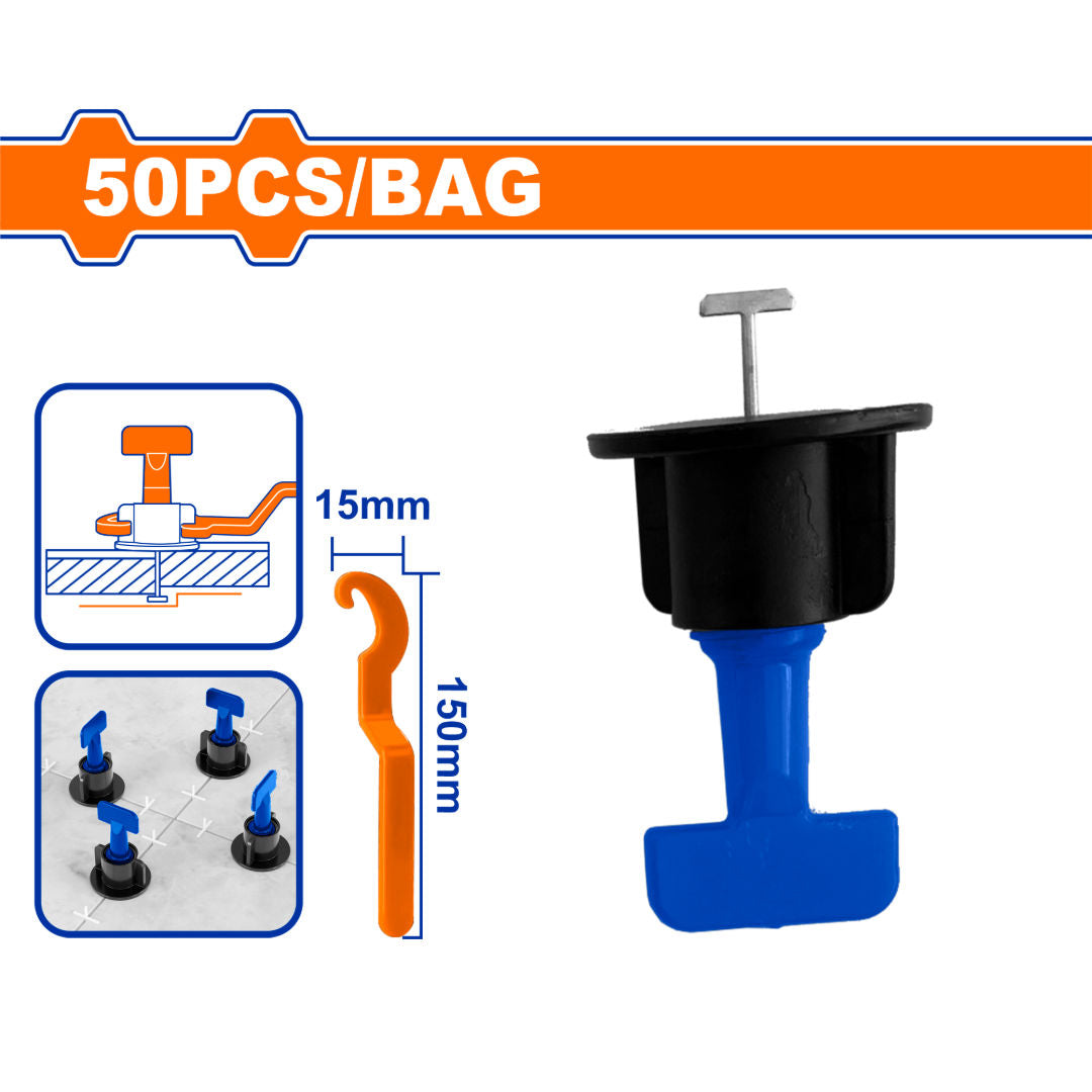 WADFOW Tile Leveling Set, 50 Piece with Lever, PP + Steel Material