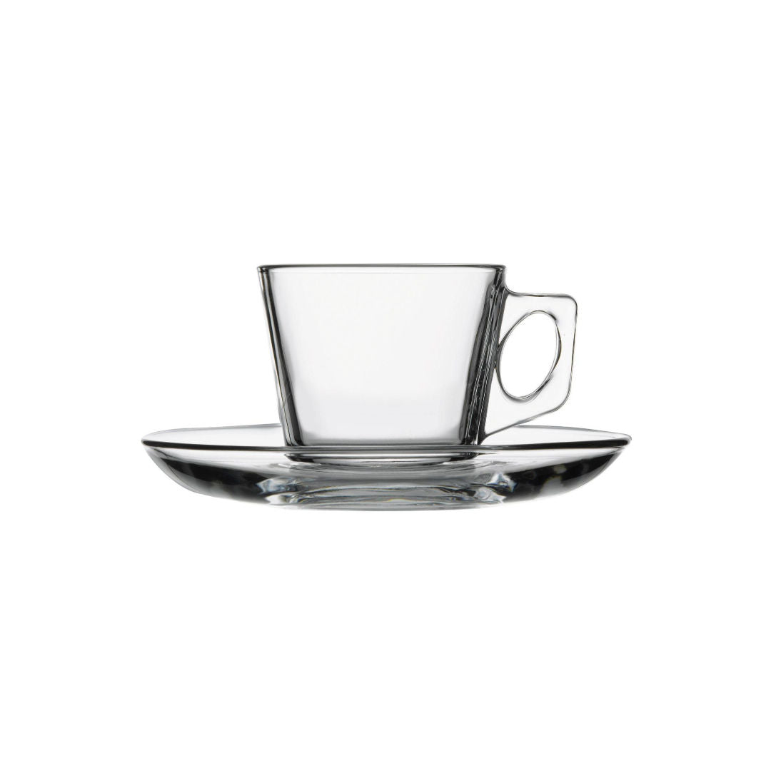 Pasabahce Vela Espresso Cup & Saucer Set, 80ml, 6 Pieces