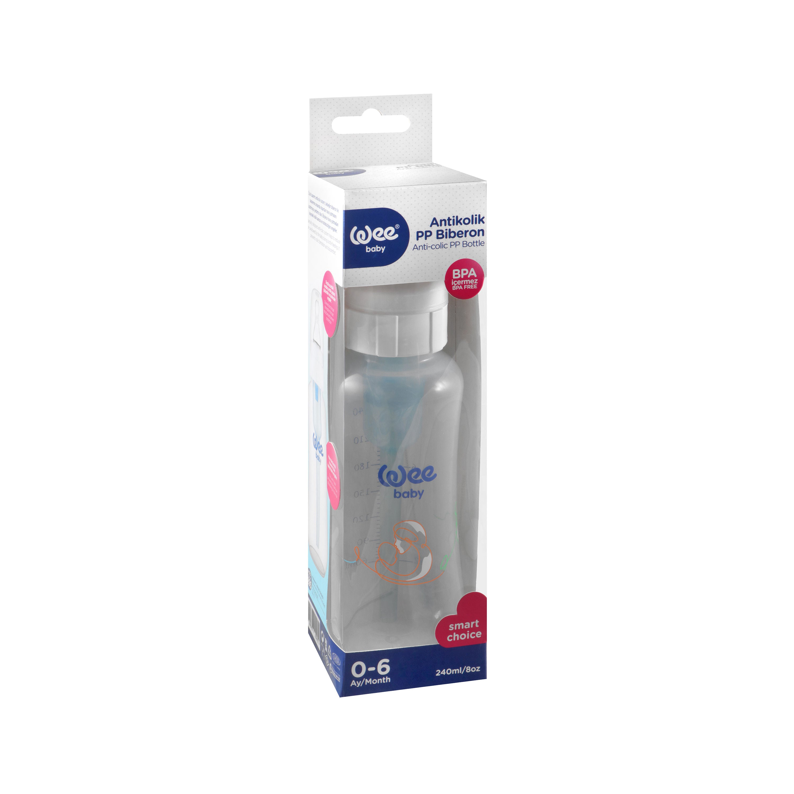 Weebaby Anti-Colic PP Feeding Bottle, 240ml, Model 295