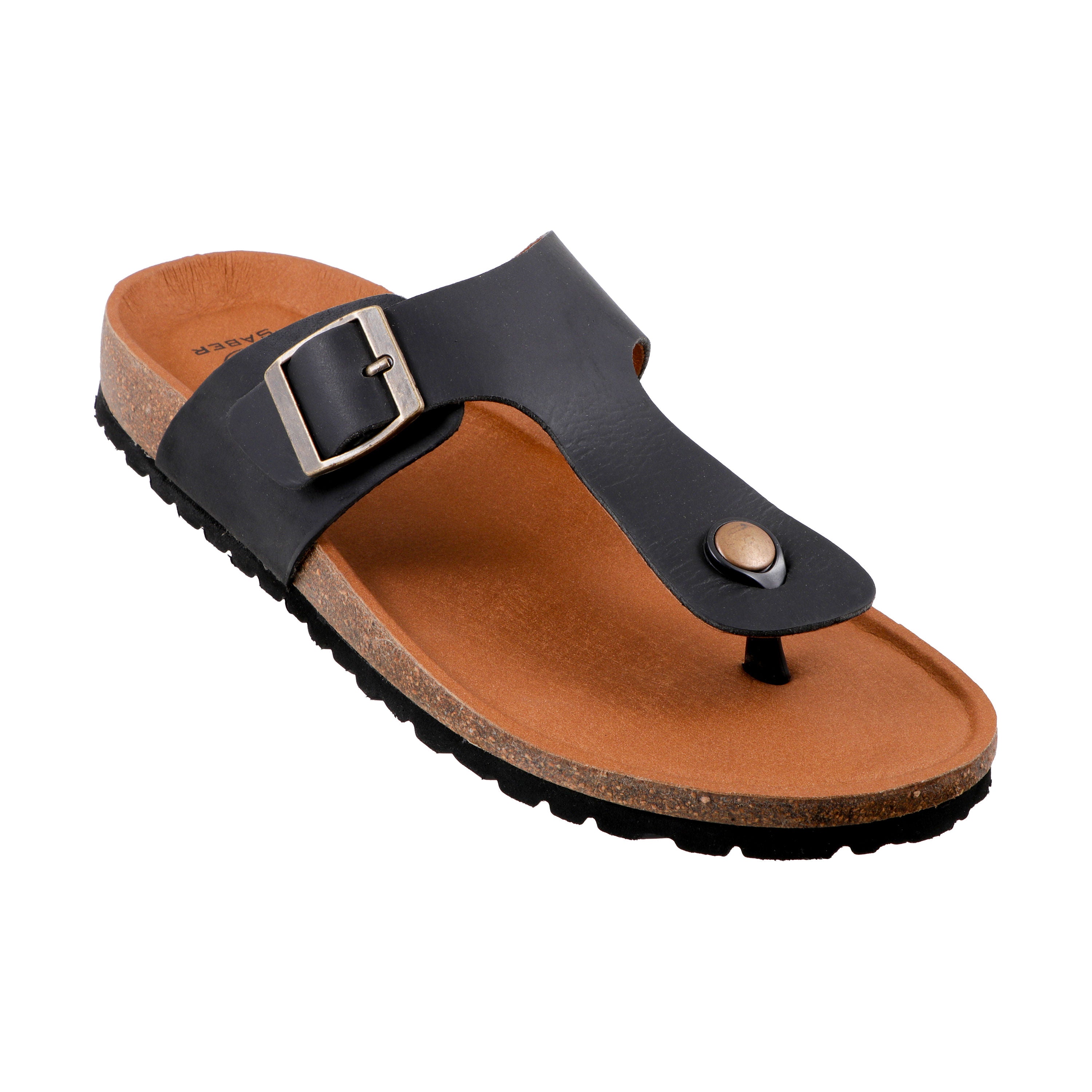 SABER BIRK -1 Men's Genuine Leather Sandals with Cork-Latex Footbed & EVA Sole