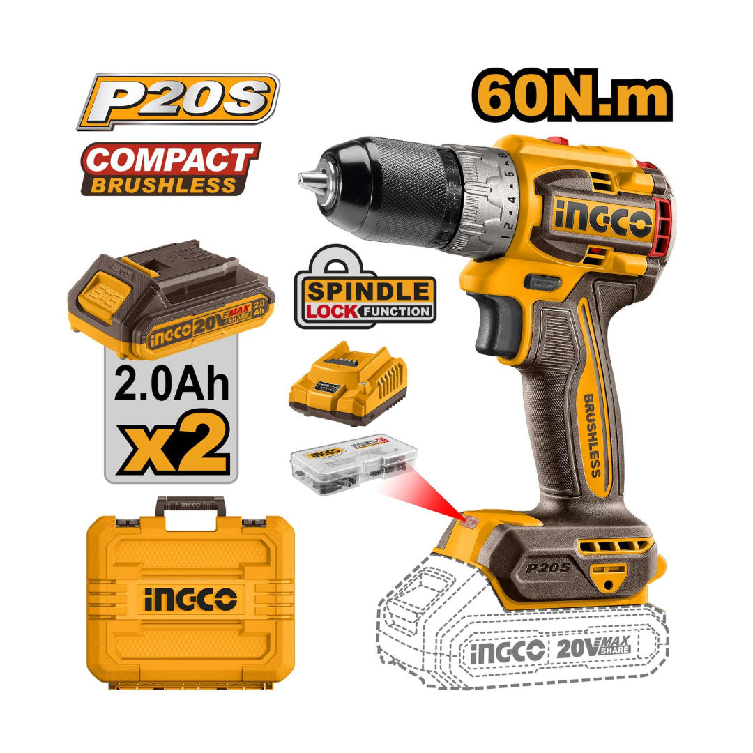 INGCO Compact Brushless Cordless Drill