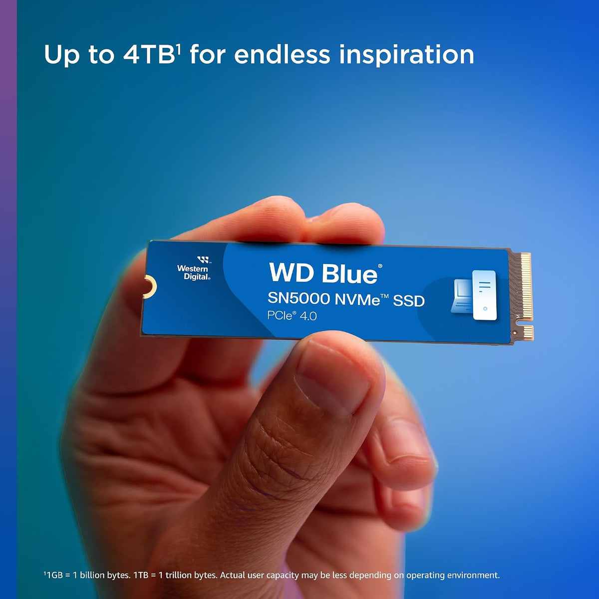 Western Digital WD Blue SN5000 500GB PCIe 4.0 NVMe M.2 2280 SSD, Up to 5000MB/s, WDS500G4B0E